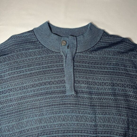 Cutter & Buck Men 2XB Merino Wool Blend Henley Sweater Blue Outdoor Golf Holiday - Picture 2 of 7